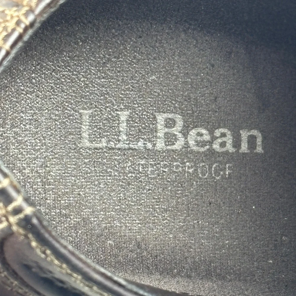 L.L. Bean Waterproof Leather Oxfords Mens 10 Medium Dark Brown Rugged Lug